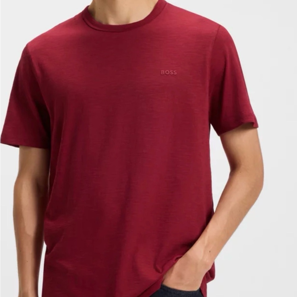 Hugo BOSS Men's Slub Red Short Sleeve Tee
